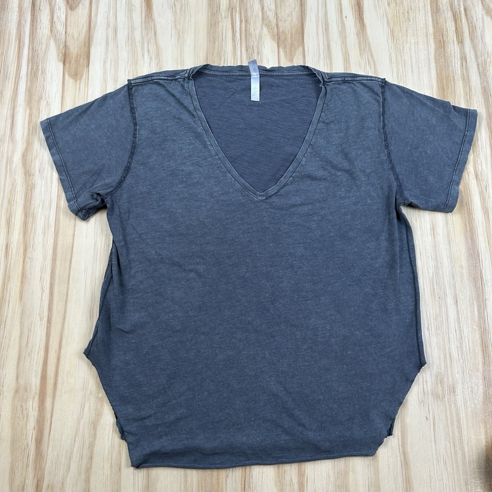 Pebby Forevee Womens XL Acid Wash V Neck Short Sleeve T Shirt Grunge Casual Y2K